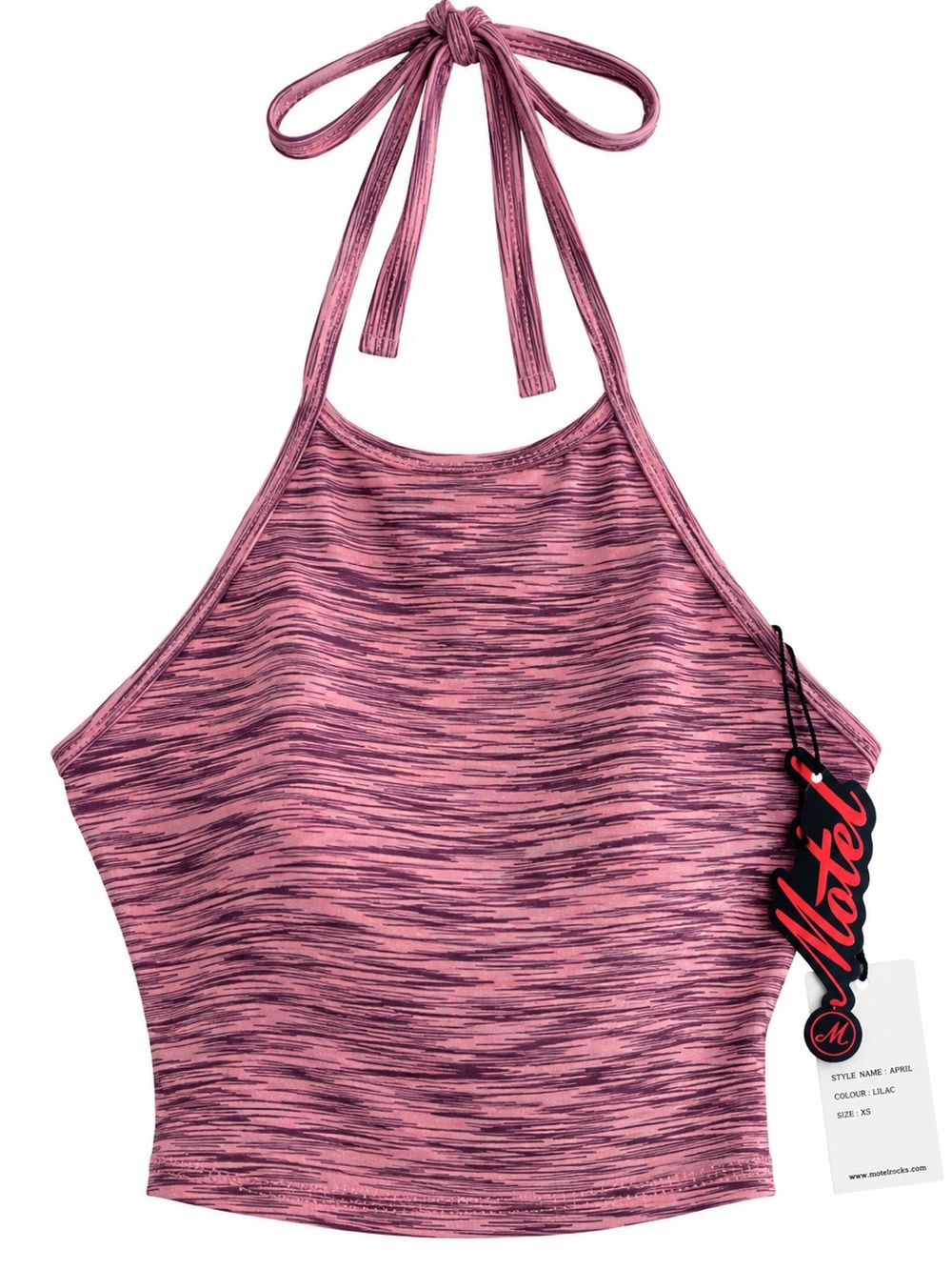 Motel Rocks April Lilac Space Dye Halter Crop Top XS NWT Y2K Backless